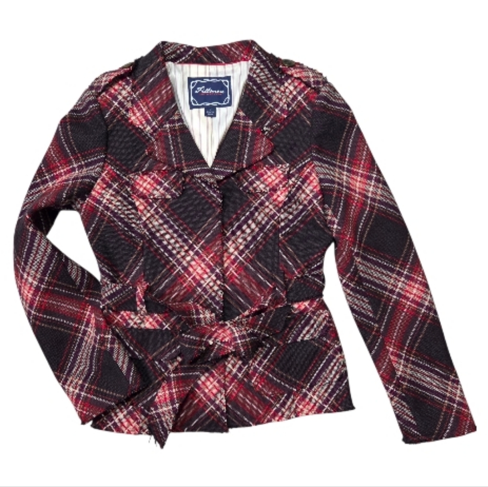 Fillmore American Rock Wool Plaid Jacket With Belt - Womens Size Medium